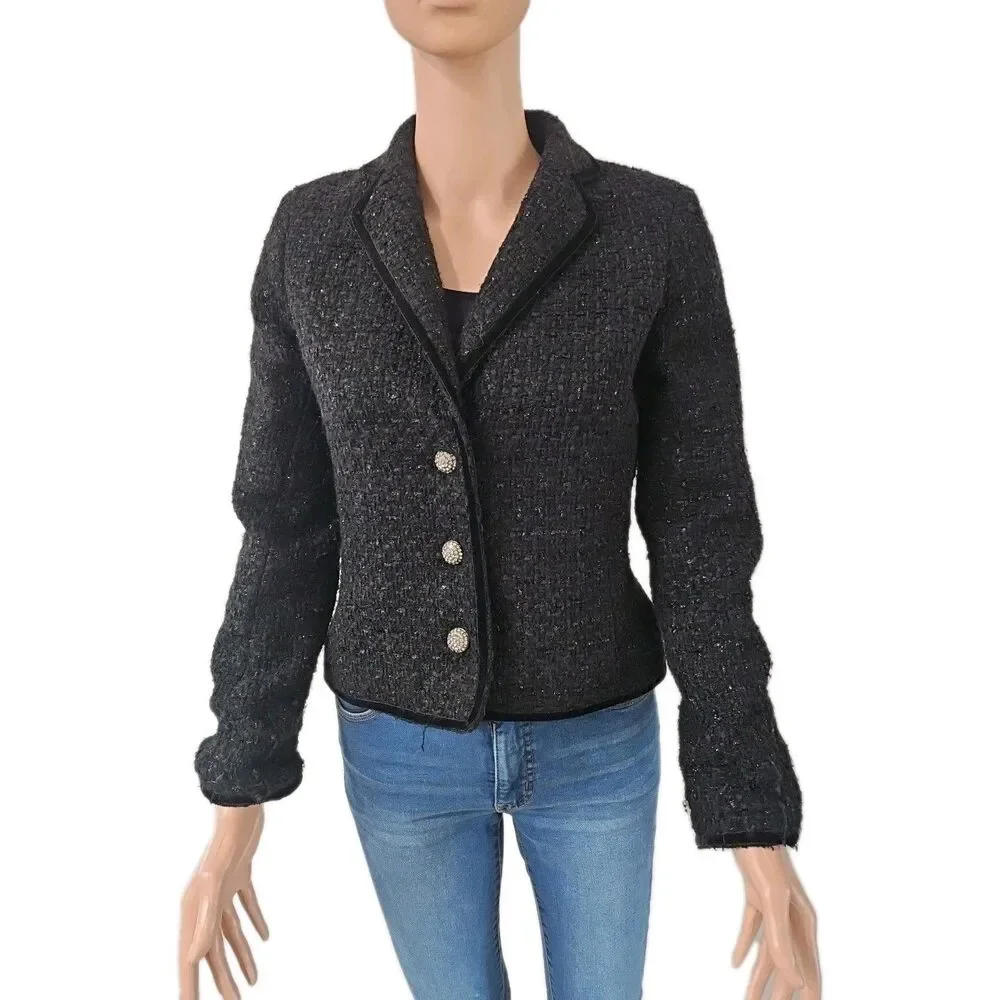 Jones New York Signature Black Single Breasted Blazer Size 4P